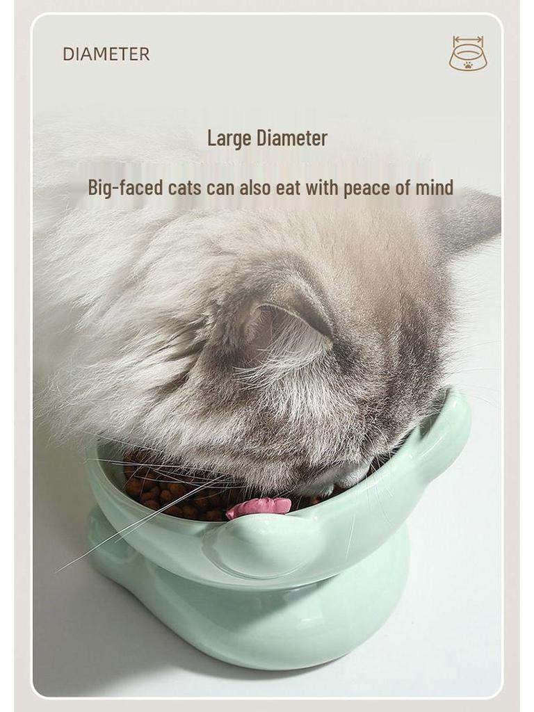 Ceramic Cat Food Bowl - Cute Pet Feeding Dish