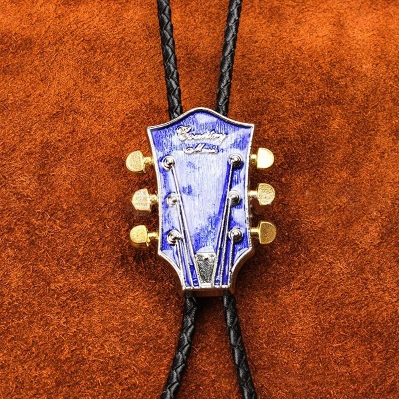 Bolo Tie für Erwachsene Musikfestival Cowboy Krawatte mit Gitarrenkopf Anhänger Gentleman Musiktreffen/ Disco Party Schmuck