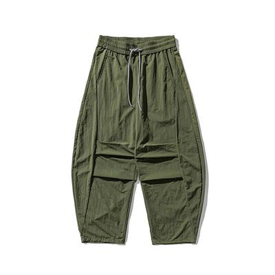 2025 Spring Summer Men Vintage Wide Leg Pants Men Casual Breathable Harem Pants Male Soild Color Harajuku Loose Trousers