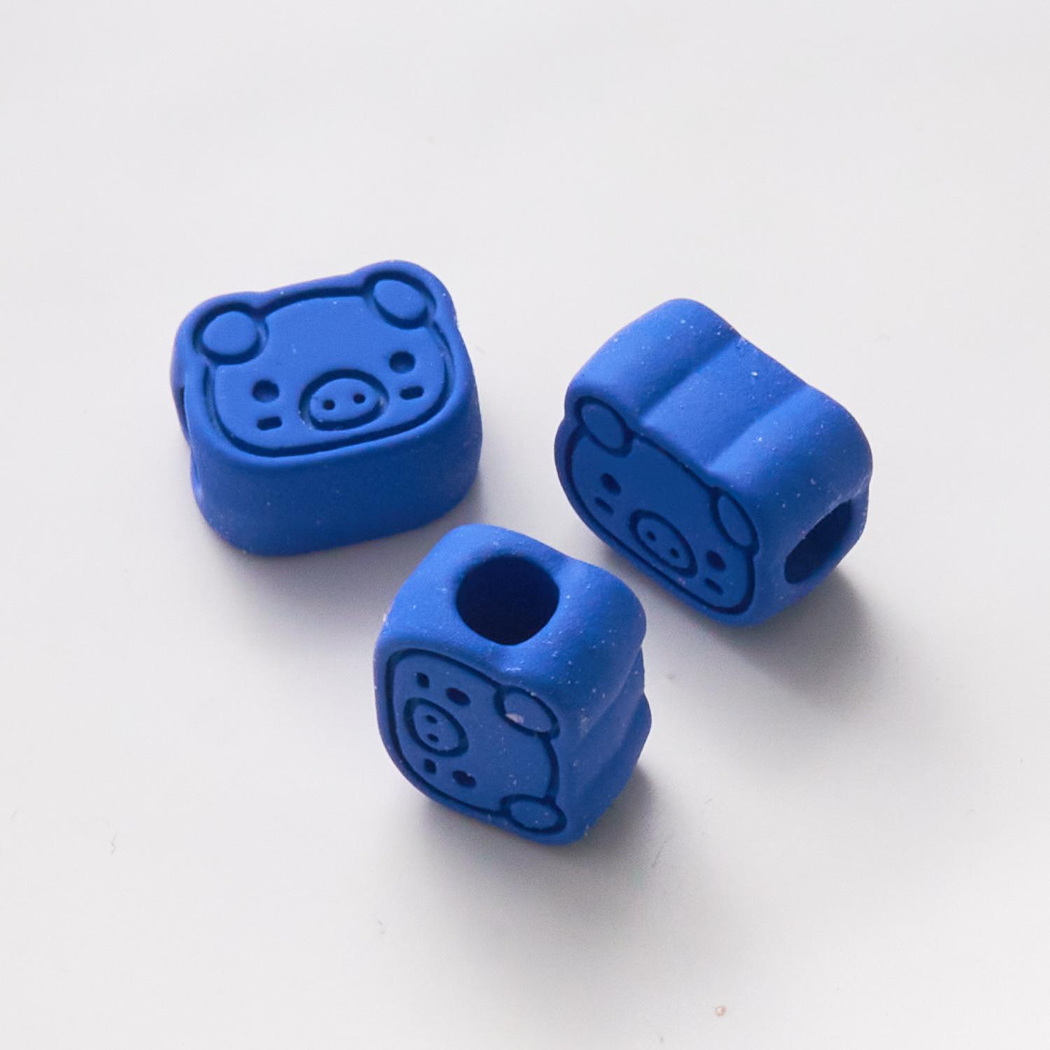 

DIY сплав брелок бусины аксессуары прямое отверстие ювелирные изделия ручной работы браслет голова поросенка веревка бисерные аксессуары 5 шт бусины бусины темно-синий