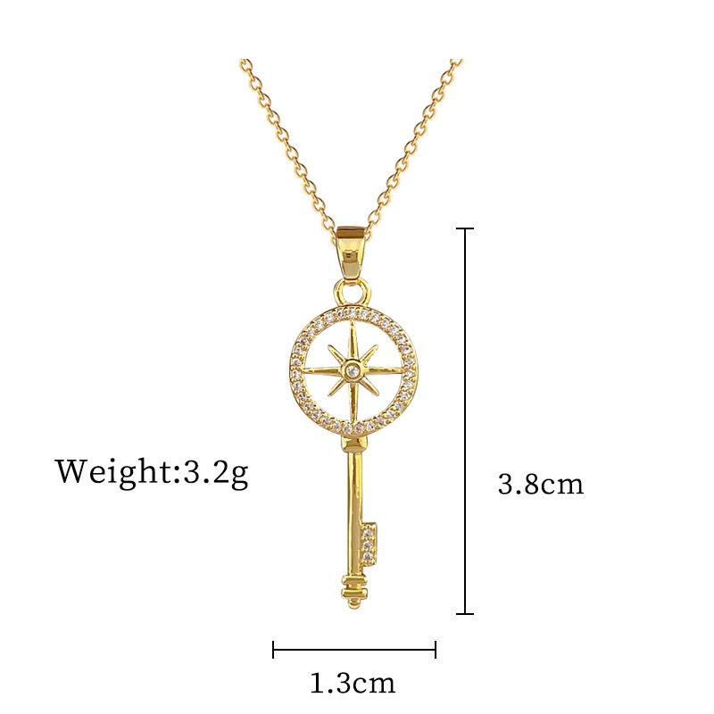 

Octagram Key Light Luxury Temperament Gorgeous Full Diamond Necklace Female Versatile Collarbone Chain Titanium Steel Chain