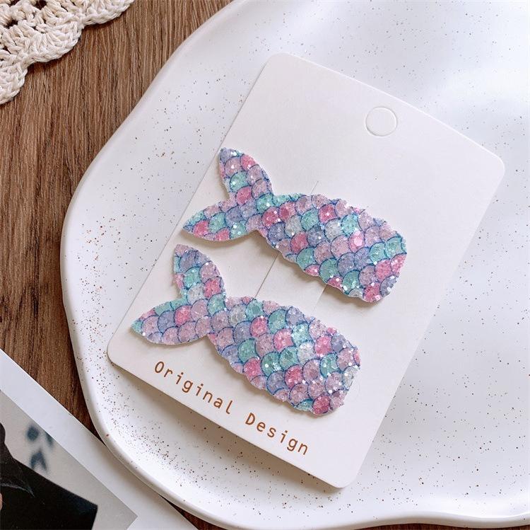 Shiny Mermaid Tail Hair Clips for Girls. Colorful Sparkling Design, Cute BB Clips for Bangs Hair, Perfect for Little Princesses