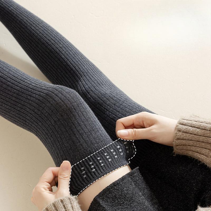 Wool Knee-high Socks with Glue, Anti-slip, Thickened, Warm High-top Socks, College Style Leg Beauty Socks for Autumn and Winter