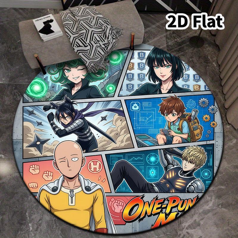 Onepunch Man Runder Teppich Teppich für Wohnzimmer Schlafzimmer Sofa Spielzimmer Dekor Rutschfeste Bodenmatte