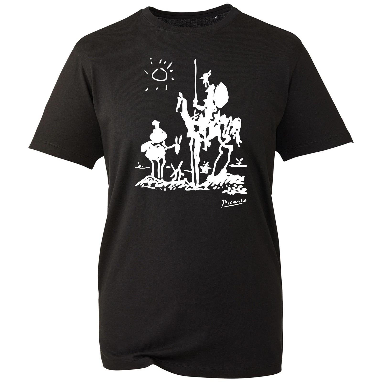 Don Quixote Line Art T-Shirt Classic Literary Illustration 100% Cotton Gift Tee S