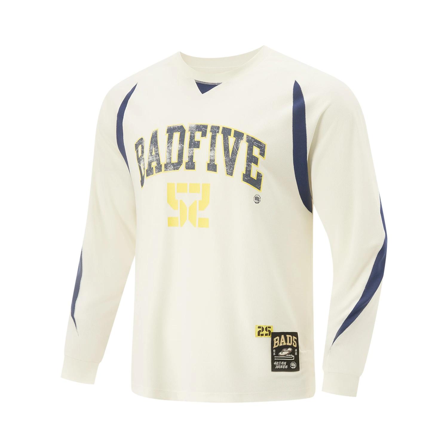 

Li Ning Баскетбольная серия Сшивная буква Круглый вырез Удобная Дышащая Универсальная Футболка с длинным рукавом Мужская футболка Молочно-белый Темно-синий ATLU239-2 L