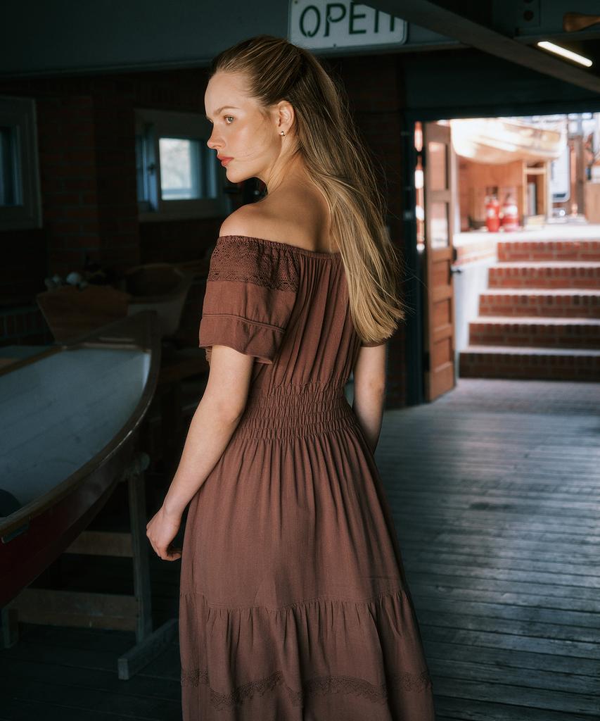 GREENBUTTER Prairie 2-Way Dress (Brown)