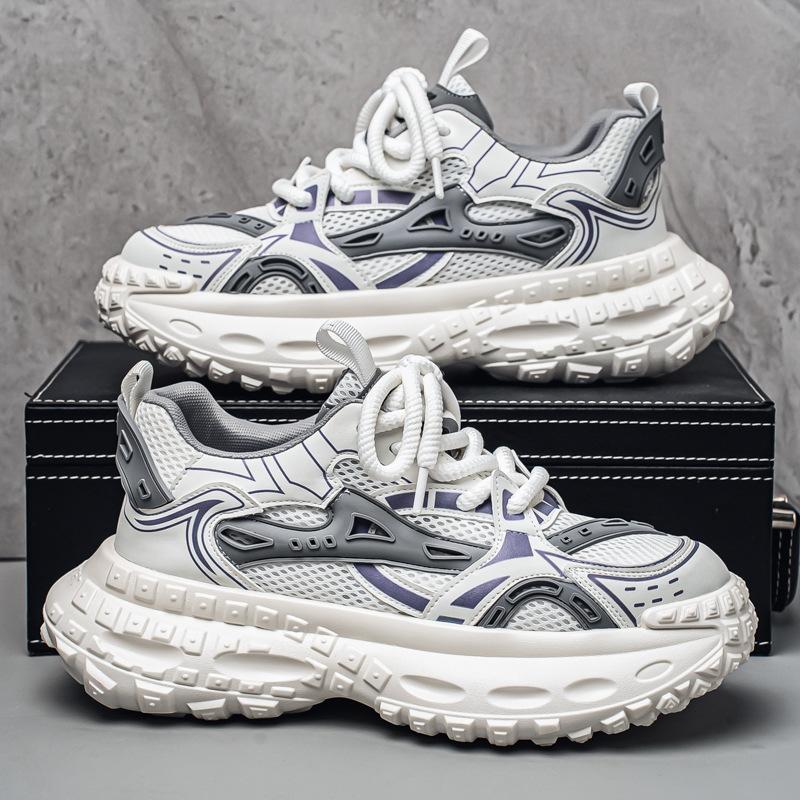 Fashion Sneakers for Men Fad Casual Mesh Mens Platform Sneaker Non Slip Wear Resistant Comfort Lace Up Soft Sole Shoes Zapatillas Hombre