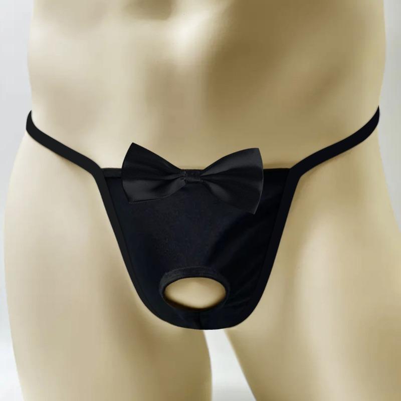 Tanga Sexy Masculina Sem Fundo Gentleman Tentador Lingerie Calcinha Com Laço Frente Aberta Costas T Fio Dental Garçom Smoking Fantasia Cosplay