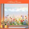Summer Spring Window Flower Butterfly Cling Colorful Floral Window Sticker Removable Doublesided Static Decals For Home Office Classroom Decor