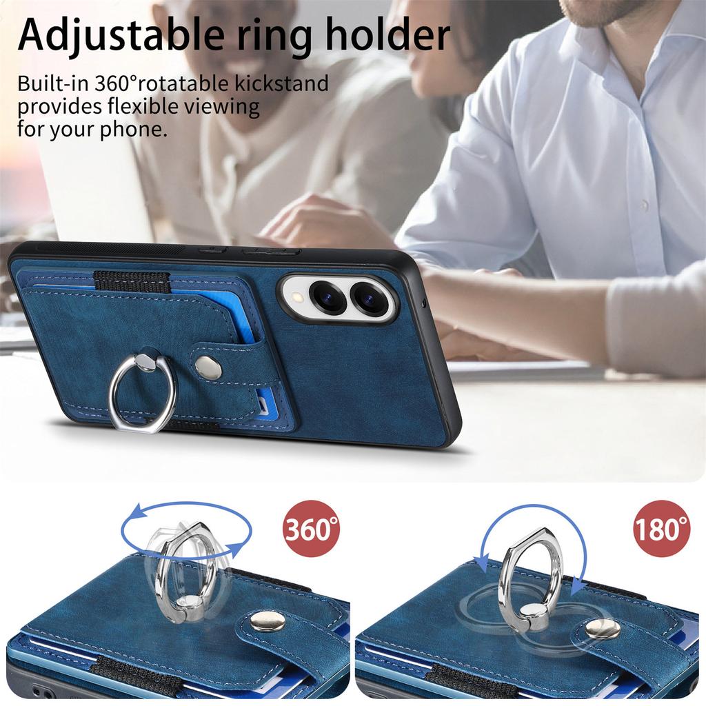 Für Samsung Galaxy S25 Edge Handyhülle Leder Rückseite mit Kartenfächern Ständer