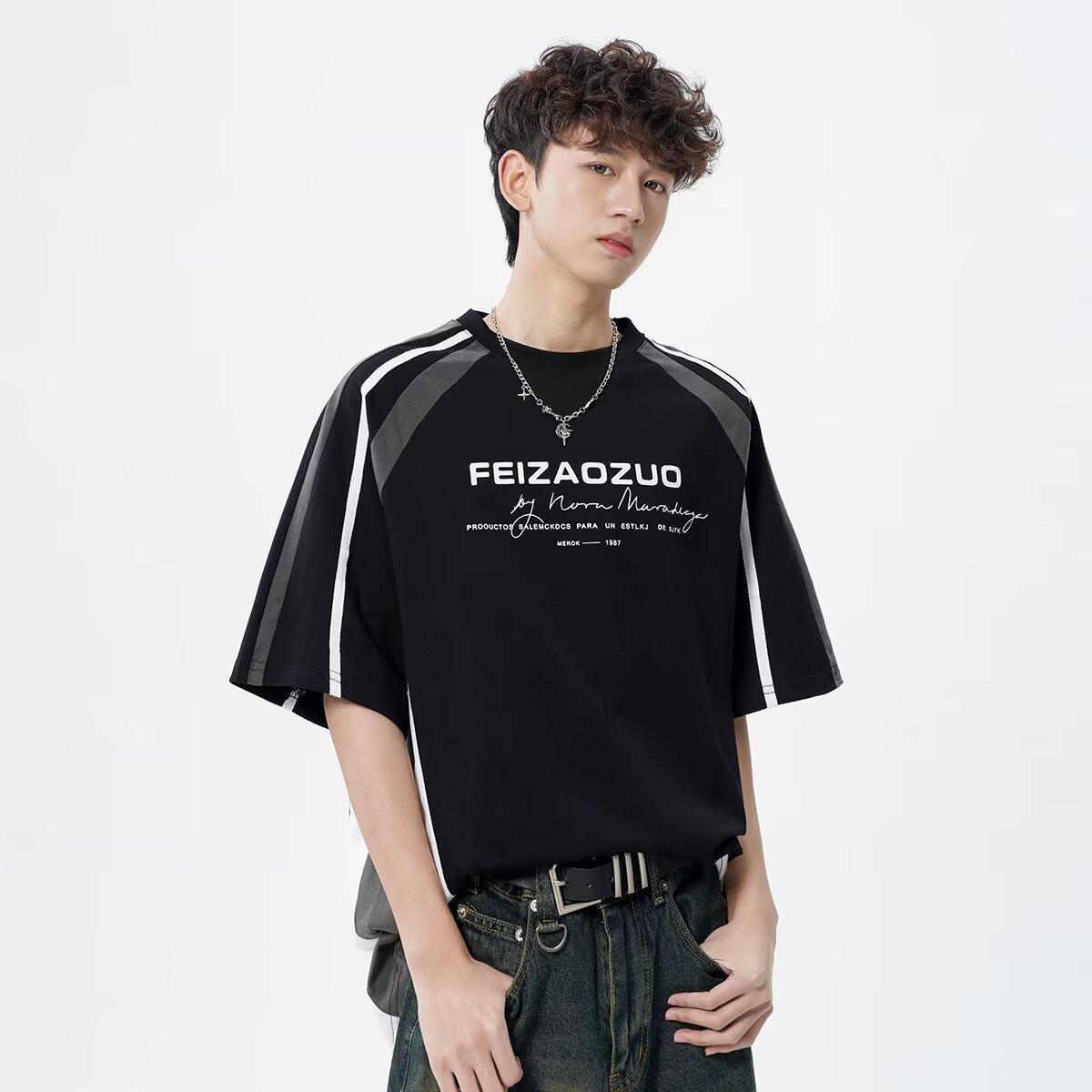 

Футболка с коротким рукавом, мужская модная брендовая летняя свободная футболка с коротким рукавом 2025 года, новинка в Интернете, модная простая принтованная футболка 3XL чёрный