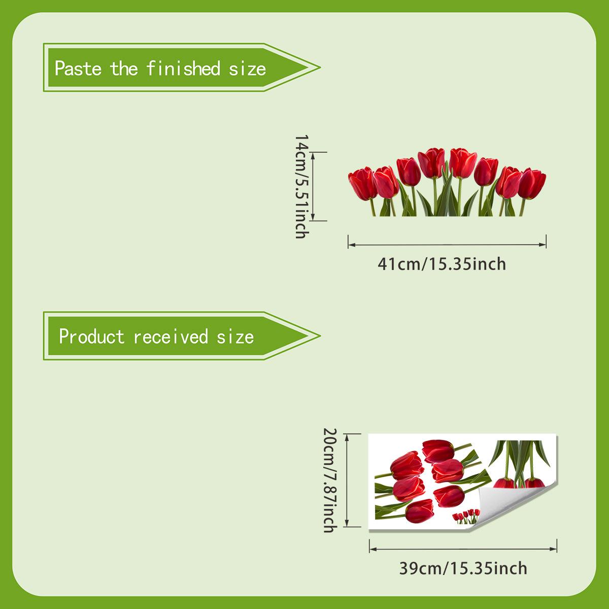

Красный тюльпан Наклейка на стену для декора раковины в ванной. Самоклеящиеся Съемные Водонепроницаемые Цветочные Наклейки.