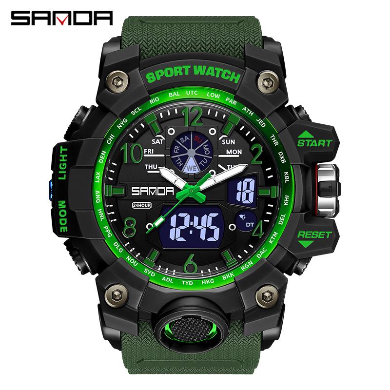 Sanda Youth Fashion Luminous Waterproof Shockproof Alarm Men's Watch