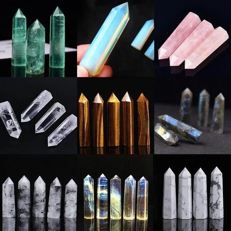 Natural Stone and Crystals Point Wand Witchcraft Rose Quartz Amethyst Home Decoration Mineral Stones Crafts Room Aquarium Decor AVE