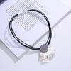 ALLYES Irregular Inlaid Pearl Choker Necklace for Women Vintage Geometric Metal Multilayer Leather Necklaces Clavicle Jewelry