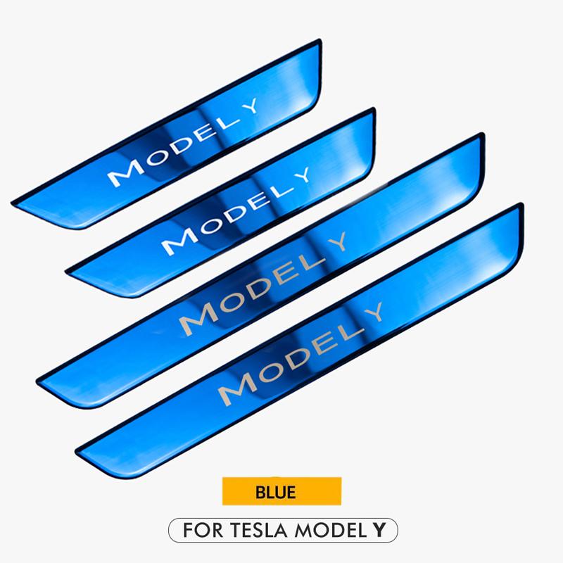 Door Sill Decoration Wrap Cover for Tesla Model Y 2023 Accessories Pedal Protection Strip Carbon Pattern Car