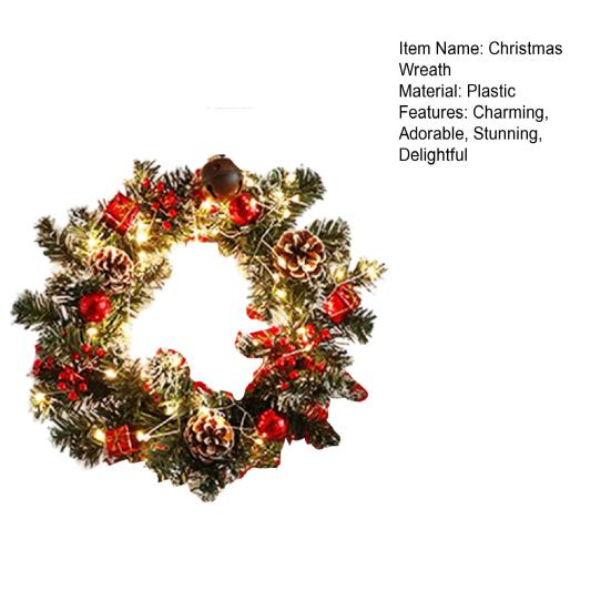 Christmas Wreath for Front Door Artificial Pine Wreath with Berries/Pinecones/Flowers for Holiday Indoor Outdoor Wall Window Porch Decor