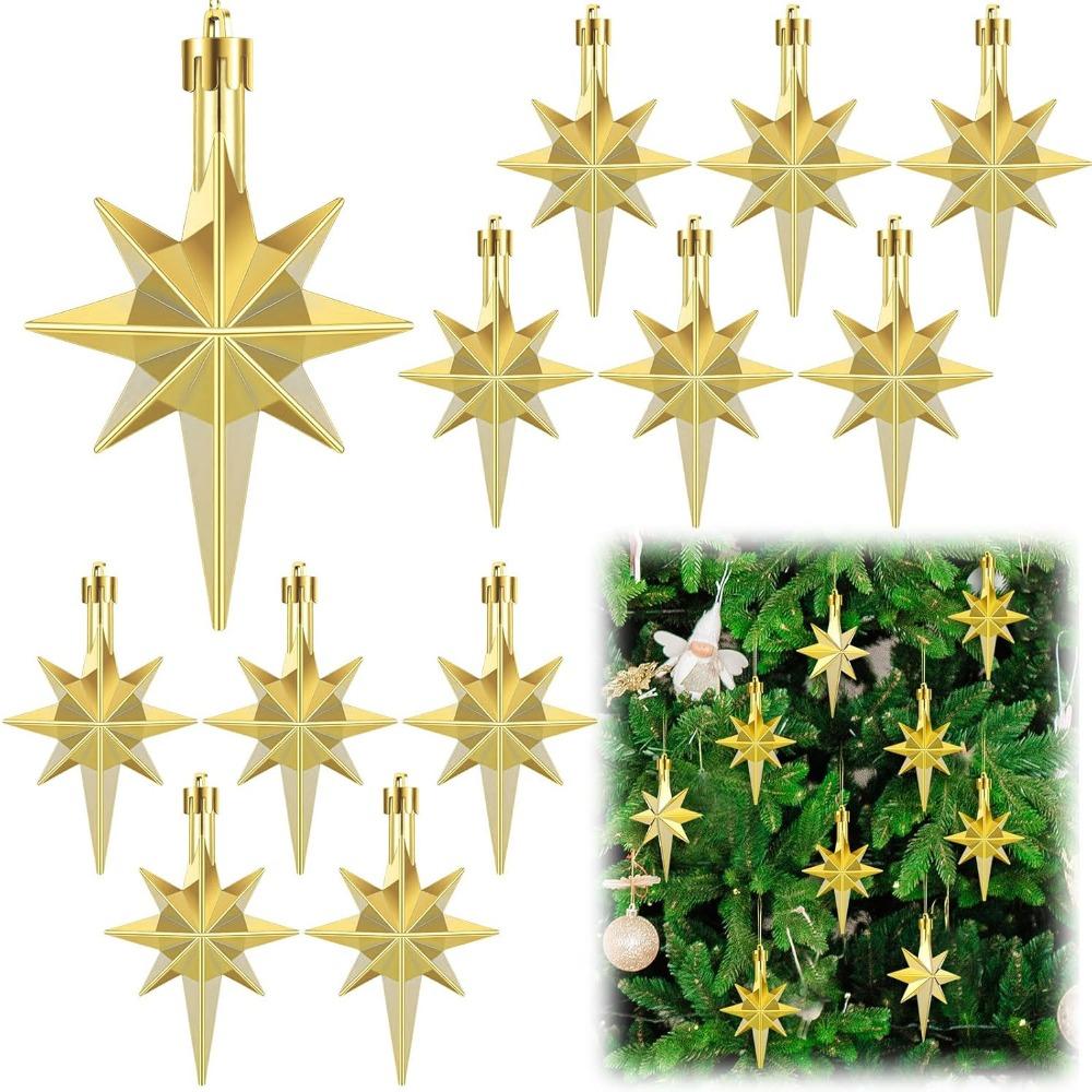 12 Pcs Bethlehem Star Ornament for Christmas Tree 3.14inch Plastic Star of Bethleham Ornament Hanging Gift Decor for Xmas Party