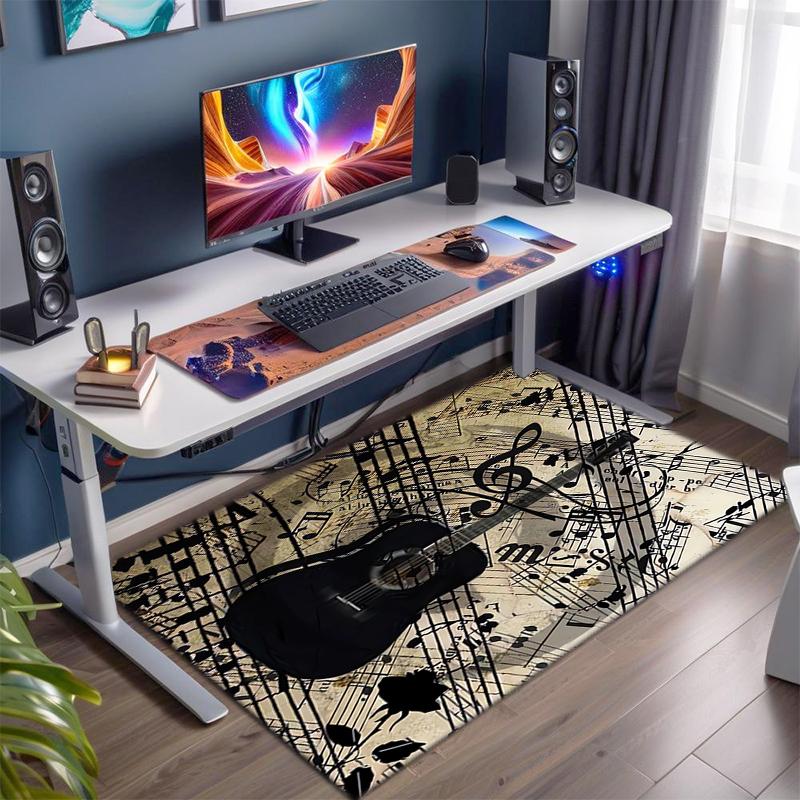 1Pc Musical Elements Printed Circular Carpet, Home Door Mat, Outdoor Travel Protection Carpet A8