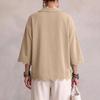 Women's V Neck Loose Fit Casual Blouse, Color Scalloped Hem Top