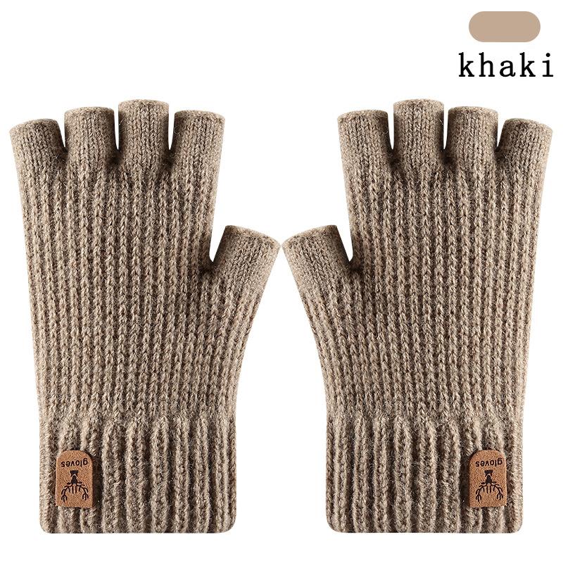 

1 пара осенне-зимних офисных и учебных перчаток без пальцев, теплые и холодостойкие вязаные перчатки, перчатки для велоспорта на открытом воздухе