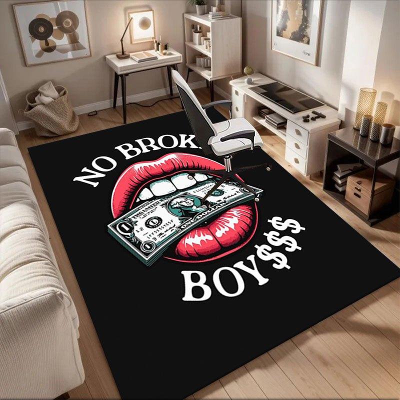 

No Broke Boy$$ Money Lips Graphic T-ShirtOffice Mat Home Decor Office Desk Chair Rugs Chair Carpet for office Chair Mat Gift For Halloween 60cm by 90cm