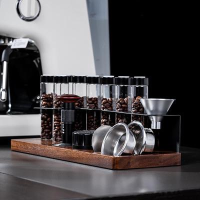 Wood Stand Base Sealed Coffee Bean Cellars Canister with Funnel Versatile Storage Container 8 Single