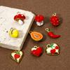 2PCs Brass Charms 18K Gold Plated Fruit Enamel Strawberry Apple Lemon Mushroom Pendants For DIY Necklace Bracelet Jewelry Making