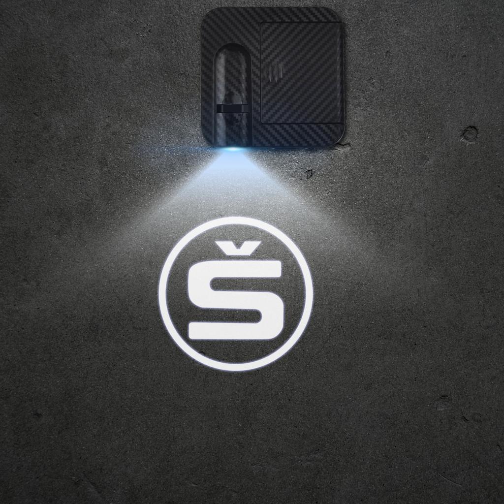 ZDVK6 1/2PCS S Sport Line Car Door Welcome Lights Projector Logo Wireless Sensing For Skoda Octavia Rapid Superb Citigo Roomster