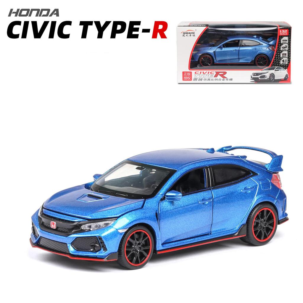 1:32 Scale 2017 Honda Civic Type-R Diecast Model Car Toy with Doors Open Light and Sound for Kids Boys Girls Adults Men Collection