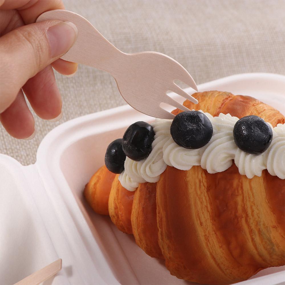 100 Stück Holz-Eisportionierer Einweg Mini-Holzgabel Besteck Joghurtlöffel Eisparty