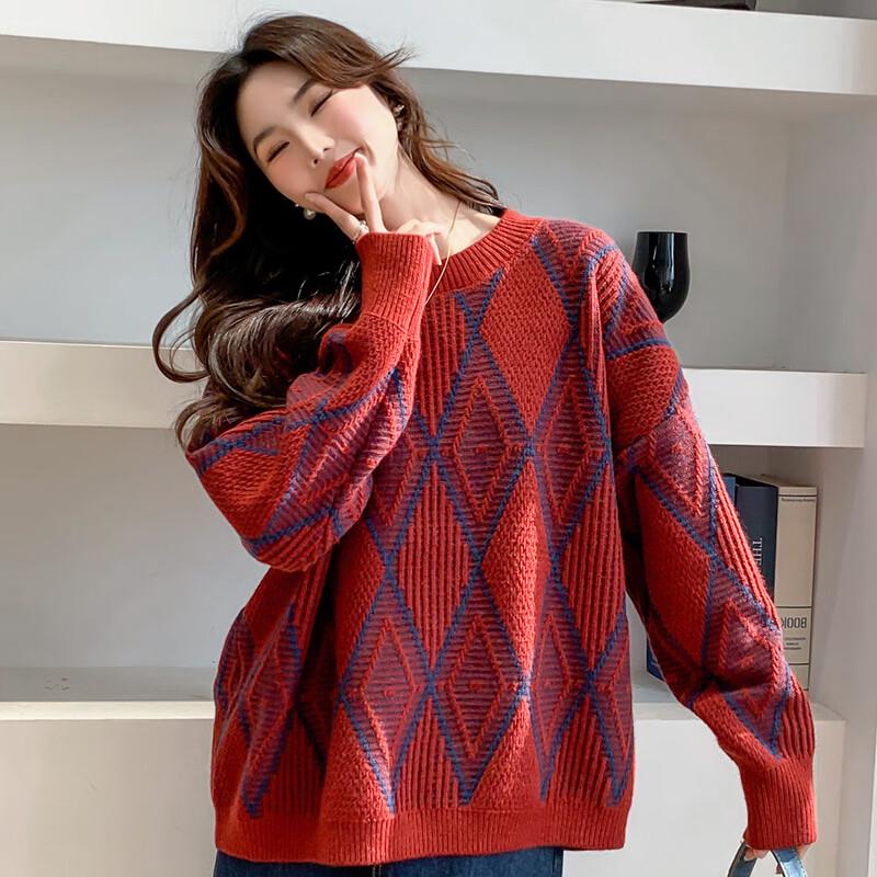 Mocana Women's Long Sleeve Argyle Knit Sweater