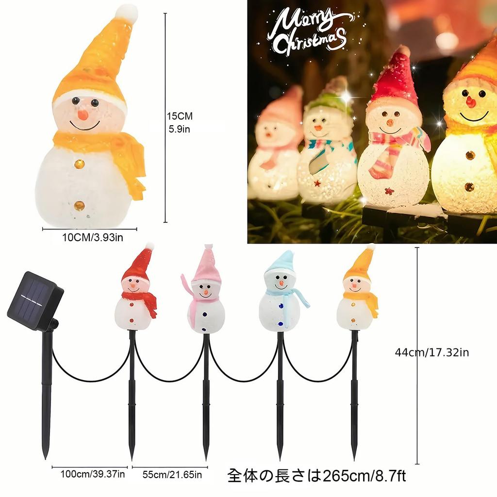 HY-MS Christmas Snowman Light Solar Garden Light, Outdoor Waterproof Christmas Decoration with LED Lights for Atmosphere, Automatic Turn-On, Garden