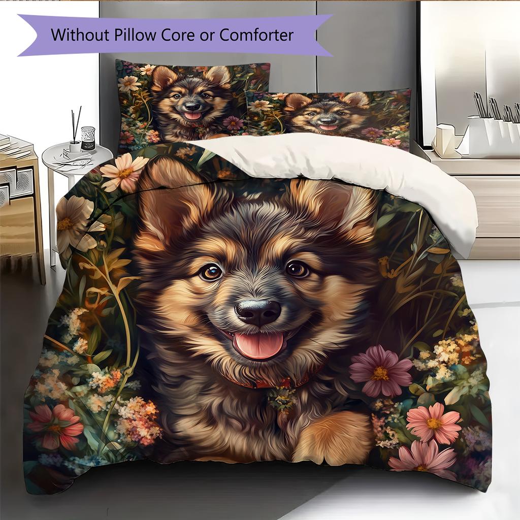 German Shepherd Pattern Bedding Home Decoration Birthday Gift (1 * duvet cover + 2 * pillowcase, without core)