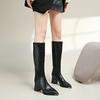 Módní kozačky nad koleno s špičatou špičkou Dámské 2025 Nové podzimní a zimní retro černé kozačky nad koleno na vysokém podpatku