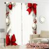 2pcs,Curtains Christmas Baubles Pine Branches Red Bows Popular Curtains Semi-Sheer Curtains Home Decor Suitable for Bedroom &