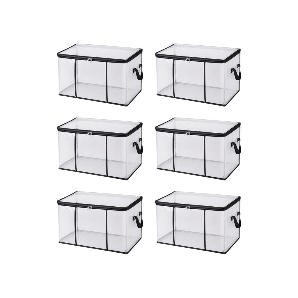 Large Capacity Transparent PVC Storage Bag with Zipper Closure and Reinforced Handles for Clothes Bedding and Moving Organization