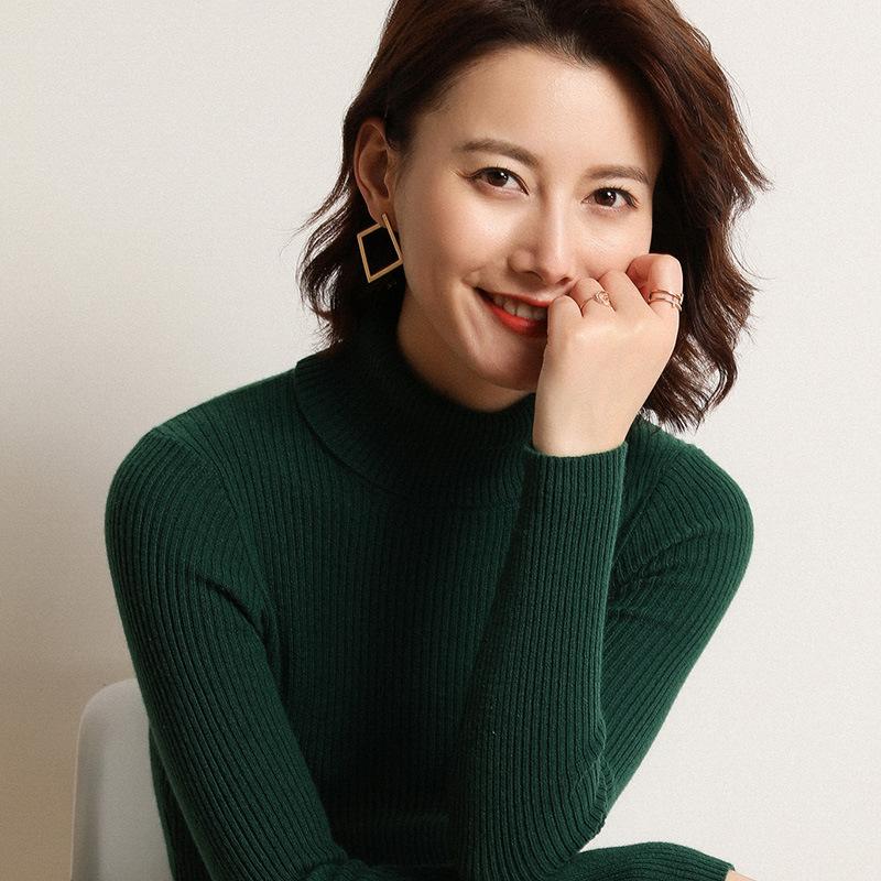 Turtleneck Jumper Woman Knitted Blouses Fashion Ladies Sweaters Winter Thermal Striped Long Sleeve Autumn Warm Tops