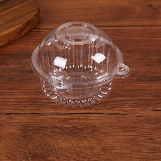 100Pcs Cupcake Box Plastic Clear Cupcake Container with Secure Flip-Top Seal Easy Open Close Stackable Dessert Holder