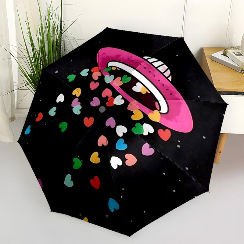1pc UFO Hearts Automatic Open/Close Umbrella Compact Folding Umbrella, All-Season Portable Umbrella for Women/Men F1124236