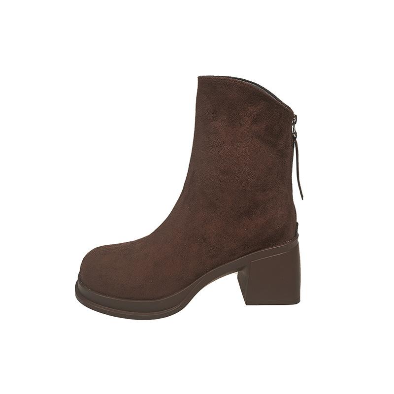 Beige Retro Detachable Boots Thick Heel Martin Boots Women's 2025 New Spring and Autumn Height-increasing and Thin Knight Boots