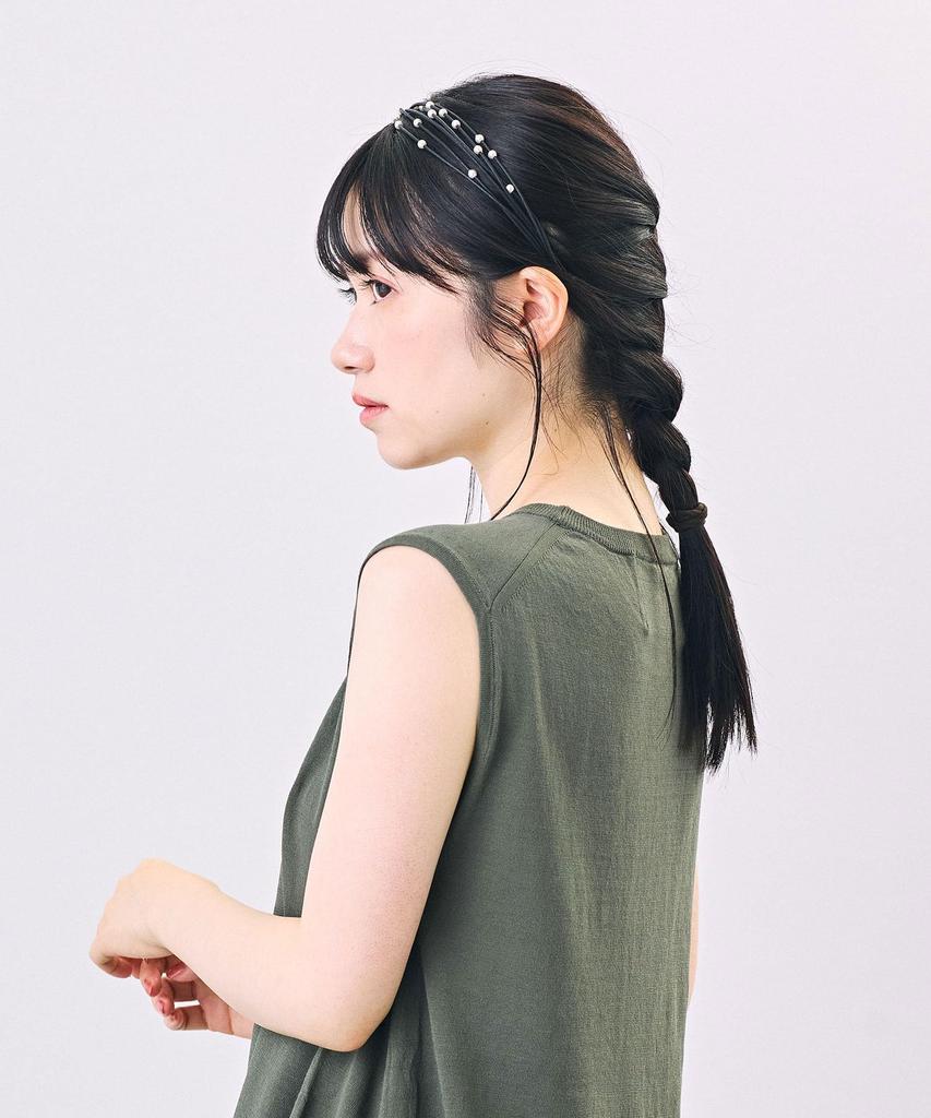 Kashira Daily Classic Pearl One Size Headband, Casual, Spring/Summer, Cotton, SHK01210, Brown,