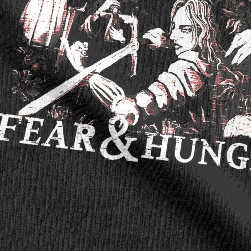 Men T-Shirts Fear And Hunger Funny Cotton Tees Short Sleeve T Shirt Round Collar Clothing Printed