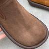 Johnature Genuine Leather Plush Warm Cotton Boots Casual Thick Soled Round Toe Flat Women's Short Boots