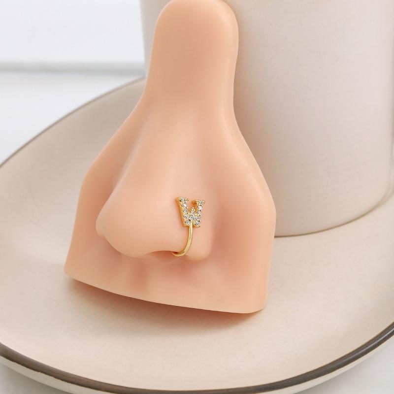 A 26-letter U-shaped Diamond-encruted Nose Stud Without A Pungent Clip