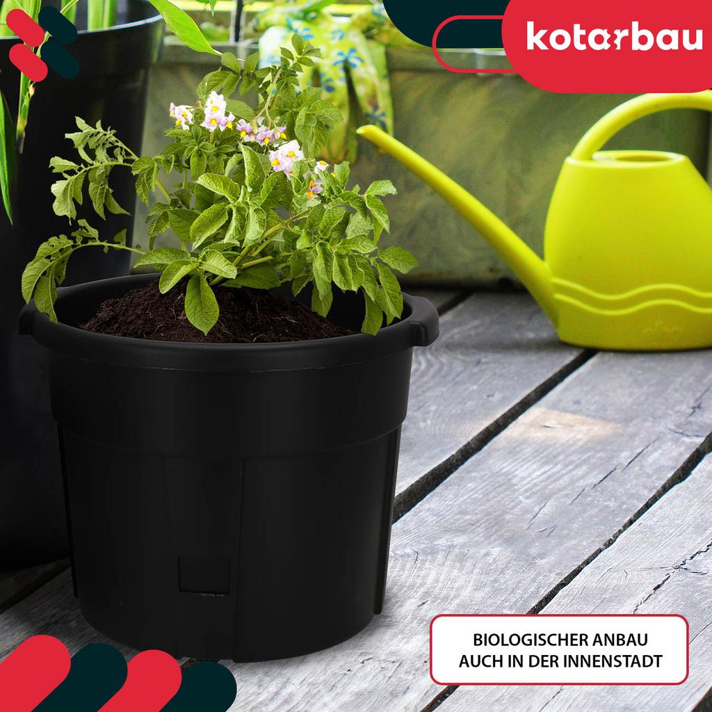 Pot for growing potatoes on the balcony, black, 29.5 cm, set of 3