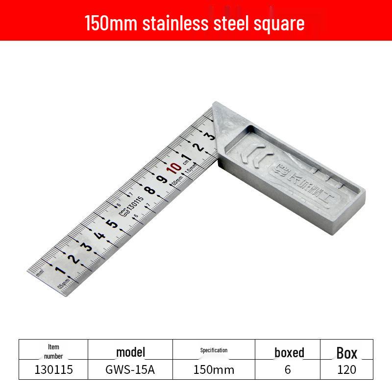 Двусторонняя угловая линейка 90° из нержавеющей стали для деревообработки
