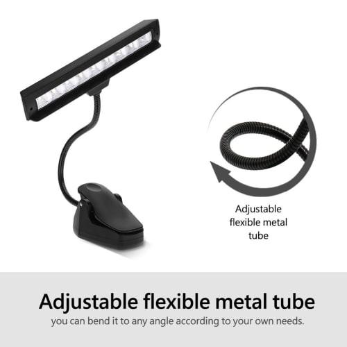 Music Stand Light, Music Light with 9 LED Beads, Adjustable, Clip-on, USB Rechargeable, Multi-Purpose, Suitable for PC Work, Work, Students, Bedrooms,