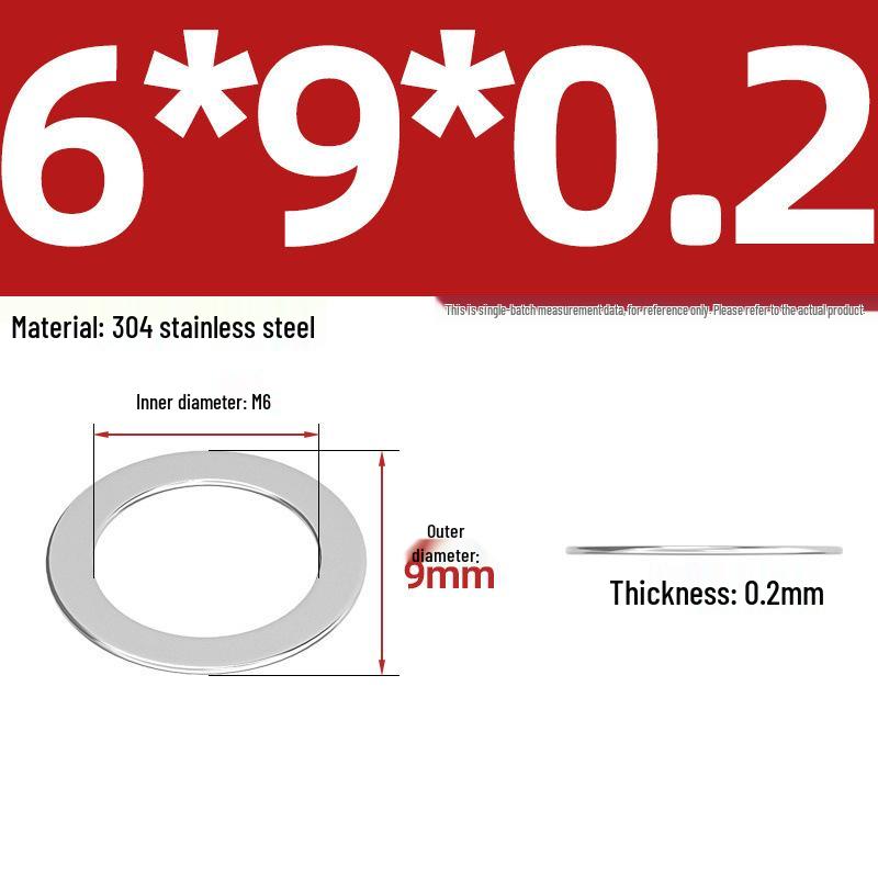 304 Stainless Steel Ultra-Thin Flat Washers - Available in Thickness: 0.1mm, 0.2mm, 0.3mm, 0.5mm